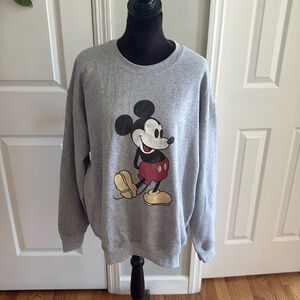 NWOT Disney Gray Vintage Mickey Mouse Pullover- Size XL
